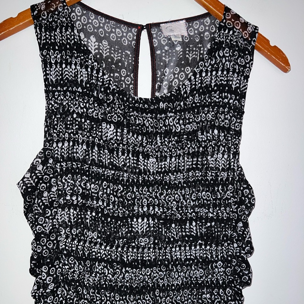 Anthropologie Postage Stamp Sleeveless Ruffled Keyhole Back Dress Sz L - Picture 2 of 5